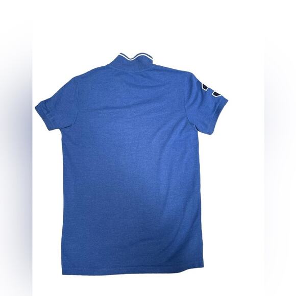 US Polo Assn. POLO SHIRT Mens M Blue Short Sleeve Slim Fit Collared Stretch - Picture 3 of 6